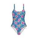 One Piece Bathing Suit for Teen Girls Comfy Crewneck Backless Bathing Suit