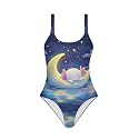 One Piece Bathing Suit for Teen Girls Comfy Crewneck Backless Bathing Suit
