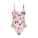 One Piece Bathing Suit for Teen Girls Comfy Crewneck Backless Bathing Suit