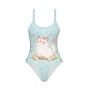 One Piece Bathing Suit for Teen Girls Comfy Crewneck Backless Bathing Suit