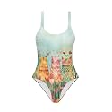 One Piece Bathing Suit for Teen Girls Comfy Crewneck Backless Bathing Suit