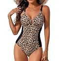 One Piece Swimsuit Women Tummy Control Ruched Color Block Swimwear