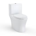 One Piece Toilet with ADA Height - Elongated Ceramic Design, Soft Closing PP Toilet Cover, Easy Clean Surface, Water Efficient Flush, Compact Durable Build