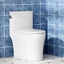 One-Piece Toilet for Bathroom, Comfort Height 16", Elongated with Under-Locking Lid, Soft Close Seat, Dual Flush, Powerful Flush
