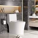 One Piece Toilet - Elongated Ceramic Design, Soft Closing PP Toilet Cover, Easy Clean Surface, Water Efficient Flush, Compact Durable Build