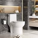 One Piece Toilet - Elongated Ceramic Design, Soft Closing PP Toilet Cover, Easy Clean Surface, Water Efficient Flush, Compact Durable Build