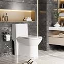 One Piece Toilet - Elongated Ceramic Design, Soft Closing PP Toilet Cover, Easy Clean Surface, Water Efficient Flush, Compact Durable Build