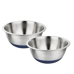 a-one stainless steel mixing bowl with anti-skid basedurable stainless steel bowls for easy storage with pack of 2 combo 28cm silver