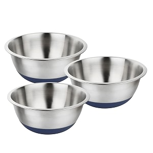 a-one stainless steel mixing bowl with anti-skid basedurable stainless steel bowls for easy storage with pack of 3 combo 28cm silver
