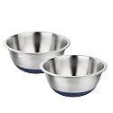 A-ONE Stainless Steel Mixing Bowl with Anti-Skid Base|Durable Stainless Steel Bowls for Easy Storage with Pack of 2 Combo (28cm, Silver)