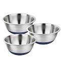 A-ONE Stainless Steel Mixing Bowl with Anti-Skid Base|Durable Stainless Steel Bowls for Easy Storage with Pack of 3 Combo (28cm, Silver)