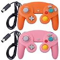 ONE250 2 Pack Classic Shock Joypad Wired Controller, Compatible with Wii NGC Gamecube Game Cube (Orange &amp; Pink)