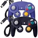ONE250 2 Pack Classic Shock Joypad Wired Controller, Compatible with Wii NGC Gamecube Game Cube (Black &amp; Purple)