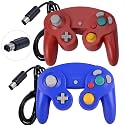 ONE250 2 Pack Classic Shock Joypad Wired Controller, Compatible with Wii NGC Gamecube Game Cube (Red &amp; Blue)