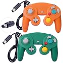 ONE250 2 Pack Classic Shock Joypad Wired Controller, Compatible with Wii NGC Gamecube Game Cube (Orange &amp; Green)