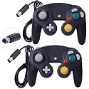 ONE250 2 Pack Classic Shock Joypad Wired Controller, Compatible with Wii NGC Gamecube Game Cube (Black &amp; Black)