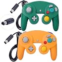 ONE250 2 Pack Classic Shock Joypad Wired Controller, Compatible with Wii NGC Gamecube Game Cube (Green &amp; Yellow)