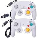 ONE250 2 Pack Classic Shock Joypad Wired Controller, Compatible with Wii NGC Gamecube Game Cube (White &amp; White)