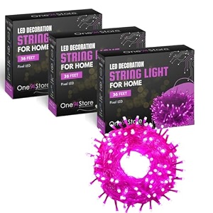 one94store led pixel string light pack of 3  36 ft copper wire fairy lights bright pink decorative lights for diwali decoration home dcor pooja festival christmas wedding amp party