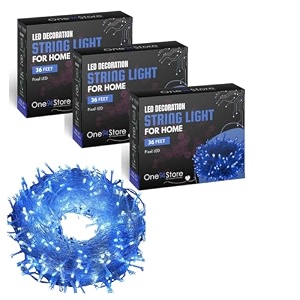 one94store 36 ft led pixel string lights  360 blue led bulbs on flexible copper wire  decorative serial lights for diwali christmas wedding amp home decor  pack of 3