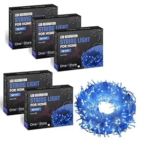 one94store led pixel series string light 36 feet long 360 degree led bulb light series copper led pixel string light for home diwali christmas decoration pack of 5 blue