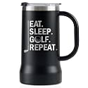 Onebttl Golf Beer Mug for Men - 24oz Stainless Steel Stein Tumbler with Handle and Lid - Golf Dad Gift for Father's Day, Christmas