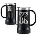 Onebttl Personalized Beer Stein, Beer Mug with Handle - Gifts for Beer Lovers, Men Who Have Everything on Birthday, Christmas - Customized Patriotic US Flag Gifts, Monogram 24 oz Cup, K