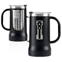 Onebttl Personalized Beer Stein, Beer Mug with Handle - Gifts for Beer Lovers, Men Who Have Everything on Birthday, Christmas - Customized Patriotic US Flag Gifts, Monogram 24 oz Cup, I