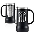 Onebttl Personalized Beer Stein, Beer Mug with Handle - Gifts for Beer Lovers, Men Who Have Everything on Birthday, Christmas - Customized Patriotic US Flag Gifts, Monogram 24 oz Cup, D