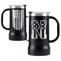 Onebttl Personalized Beer Stein, Beer Mug with Handle - Gifts for Beer Lovers, Men Who Have Everything on Birthday, Christmas - Customized Patriotic US Flag Gifts, Monogram 24 oz Cup, N