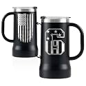 Onebttl Personalized Beer Stein, Beer Mug with Handle - Gifts for Beer Lovers, Men Who Have Everything on Birthday, Christmas - Customized Patriotic US Flag Gifts, Monogram 24 oz Cup, G