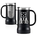 Onebttl Personalized Beer Stein, Beer Mug with Handle - Gifts for Beer Lovers, Men Who Have Everything on Birthday, Christmas - Customized Patriotic US Flag Gifts, Monogram 24 oz Cup, A