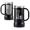 Onebttl Personalized Beer Stein, Beer Mug with Handle - Gifts for Beer Lovers, Men Who Have Everything on Birthday, Christmas - Customized Patriotic US Flag Gifts, Monogram 24 oz Cup, L