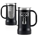 Onebttl Personalized Beer Stein, Beer Mug with Handle - Gifts for Beer Lovers, Men Who Have Everything on Birthday, Christmas - Customized Patriotic US Flag Gifts, Monogram 24 oz Cup, T