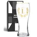 Onebttl Personalized Stemless Beer Glass, 15 Ounces Custom Alcohol Gift for Beer Lovers, Unique Birthday for Dad Uncle Husband Boyfriend with Initial L