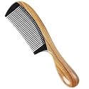 Onedor Handmade Buffalo Horn and Sandalwood Hair Combs - Anti-Static Natural Scent Wooden Detangler (Fine Tooth)