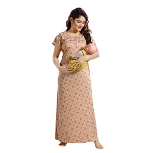Onekbhalo Womens- Full Sleeves-Feeding- Nursing- Maternity Nighty