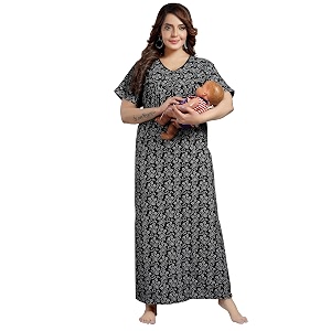Onekbhalo Womens- Full Sleeves-Feeding- Nursing- Maternity Nighty