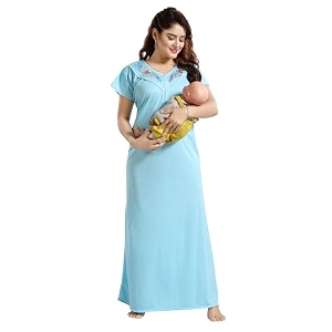 Onekbhalo Womens- Full Sleeves-Feeding- Nursing- Maternity Nighty