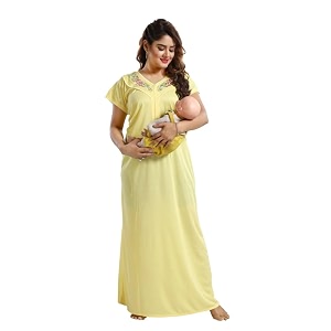 Onekbhalo Womens- Full Sleeves-Feeding- Nursing- Maternity Nighty