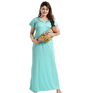 Onekbhalo Womens- Full Sleeves-Feeding- Nursing- Maternity Nighty