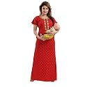 Onekbhalo Women39s- Full Sleeves-Feeding- Nursing- Maternity NightyMaxiGownNightdressNightwear-