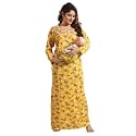 Onekbhalo Women39s- Full Sleeves-Feeding- Nursing- Maternity NightyMaxiGownNightdressNightwear-