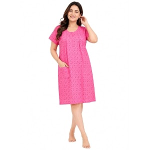 Onekbhalo Women Cotton Night Dress Printed Culf
