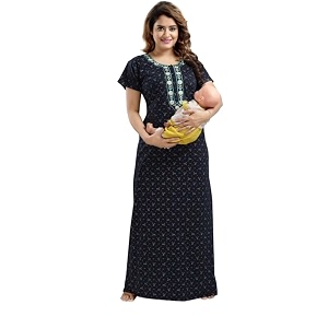 Onekbhalo Womens- Full Sleeves-Feeding- Nursing- Maternity Nighty