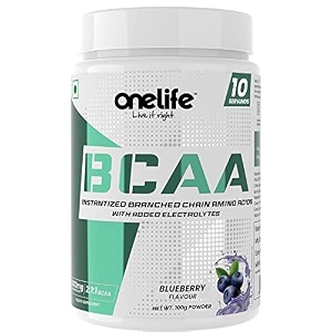 onelife bcaa 6000 mg has a perfect ratio of 211 of leucine iso-leucine valineampelectrolytes to prevent muscle loss during workout helps in lean muscle growthamprecovery flavor blueberry powder 100gm