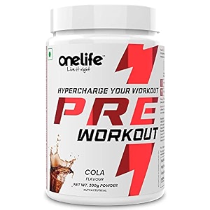 onelife hypercharge pre workout powder cola flavour 200gm powered with citrulline beta-alanine taurine caffeine for performance and endurance