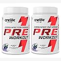 Onelife Hypercharge Pre Workout Powder Powered with Citrulline, Beta-Alanine, Taurine, Caffeine for Performance &amp; Endurance, Pumps Muscle Strength &amp; Reduces Fatigue, Flavour Blueberry 200gm Pack Of 2