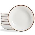 ONEMORE 30 Oz Porcelain Salad Pasta Bowls, Shallow & Wide Bowls Plates Set of 6, Large Ceramic Serving Bowls for Soup, Dessert, Pizza, Fruit. Microwave & Dishwasher Safe Kitchen Dinnerware, White