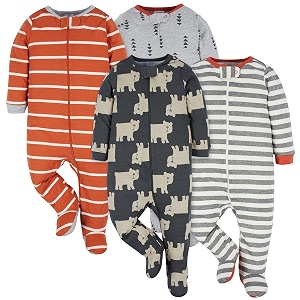 ONESIES Brand Baby Boys Sleepers 4-Pack Footies